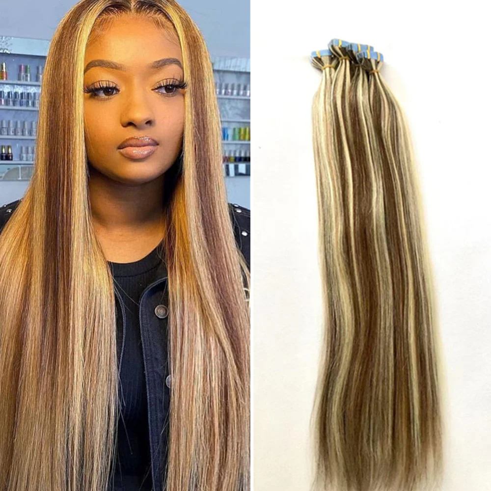 Highlight Tape In Human Hair Extensions Black Women 28