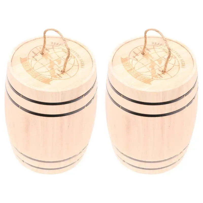

2 Pcs Gift Wooden Barrel Desk Holder Makeup Brush Rose Gold Pen Holder For Desks