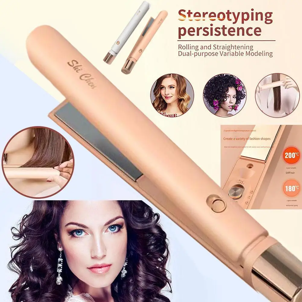 

Mini-Type Portable Straight Board Clip Small Electric Fast Clipboard Hair Iron Curling Curling Device Straight Hair Dual-Us A2D2