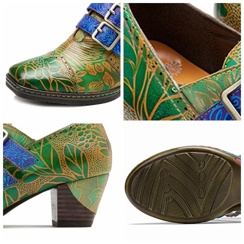 Koznoy/женские туфли-лодочки из овчины 4 см с этническим принтом Aurumn большие размеры