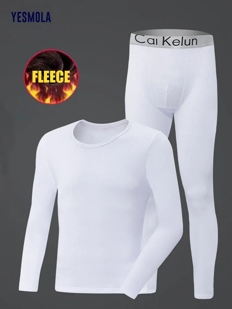 Men's Thermal Underwear Suit Comfortable Skin-Friendly Men Suit Fleece-Lined Winter Warm Long Thermo Pajamas 2 Piece Set