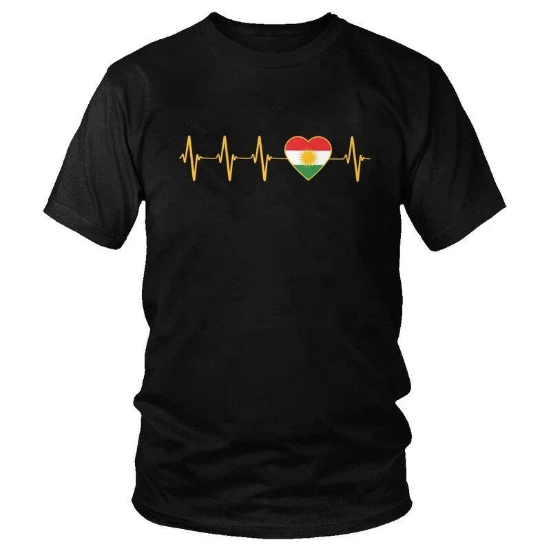 Футболка I Love Kurdistan с изображением пульса и флага топ Harajukkuu уличная футболка