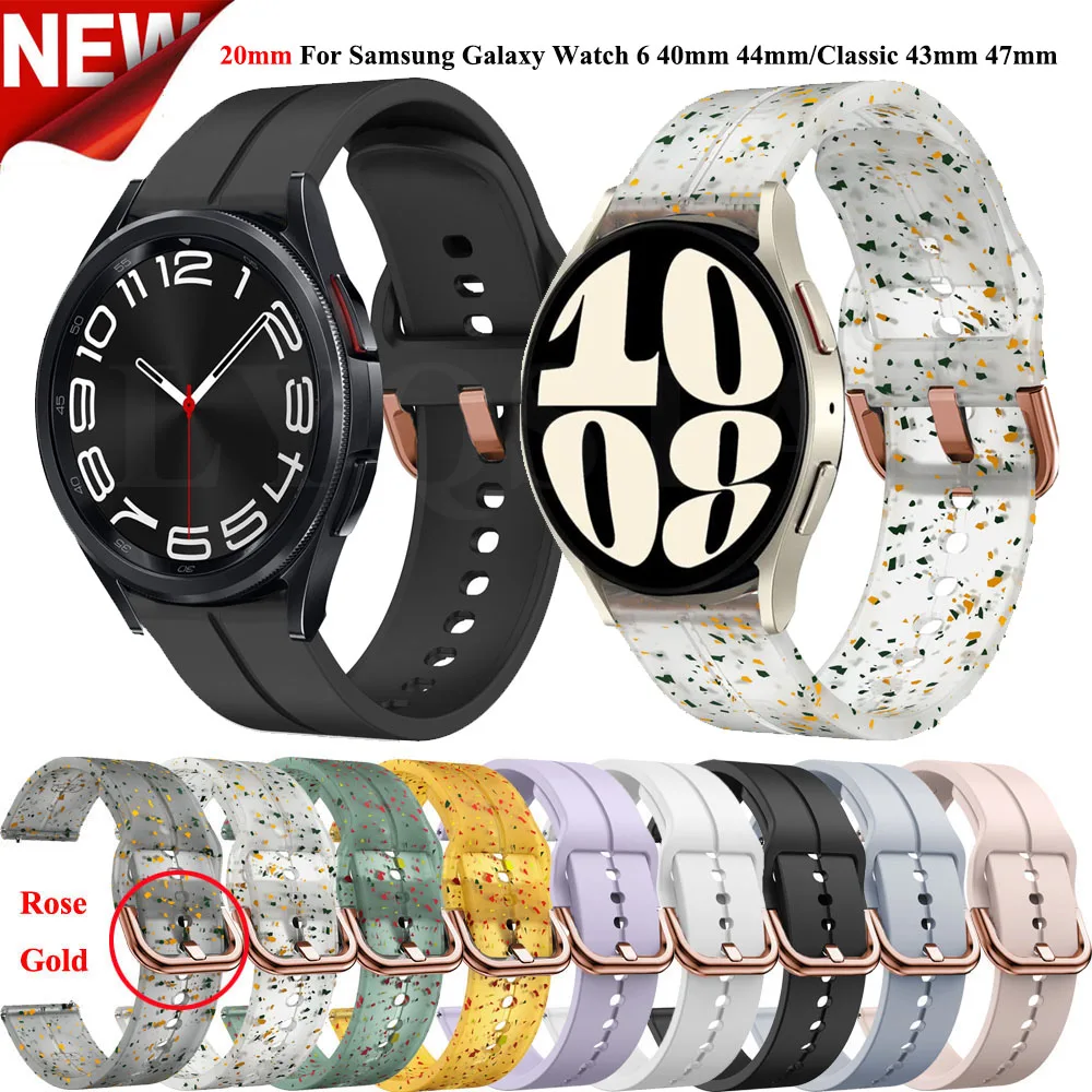 

20mm Silicone WatchStrap Wristband For Samsung Galaxy Watch 5 pro 45mm/Active2/Watch 4 40mm 44mm Classic 42mm 46mm Bracelet Band