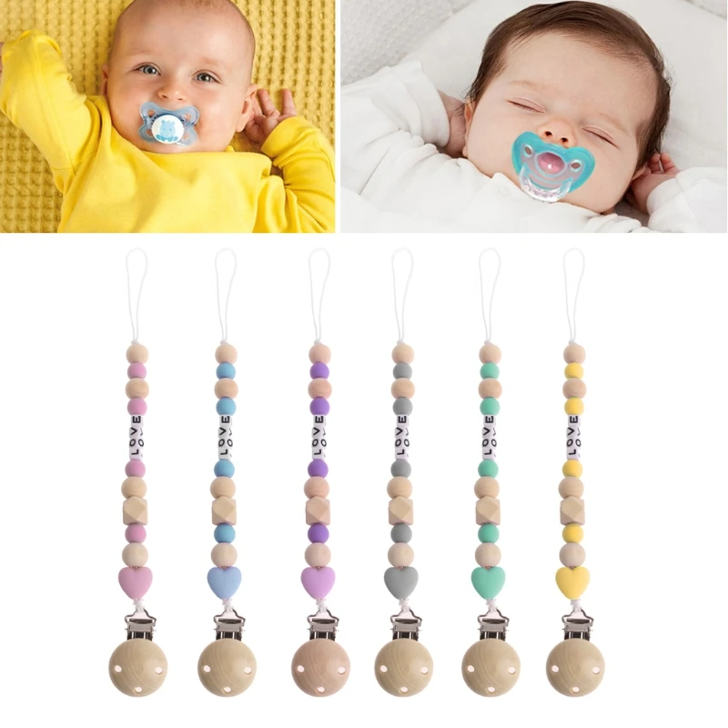 

Wood Nipple Holder for DUMMY Feeding Lovely Baby Pacifier Chain Nipple Soother