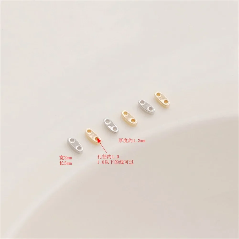 14K Gold-filled Color-retaining White K Double-hole Flat Spacer Beads 2*5mm Bracelet Necklace DIY Handmade Accessories