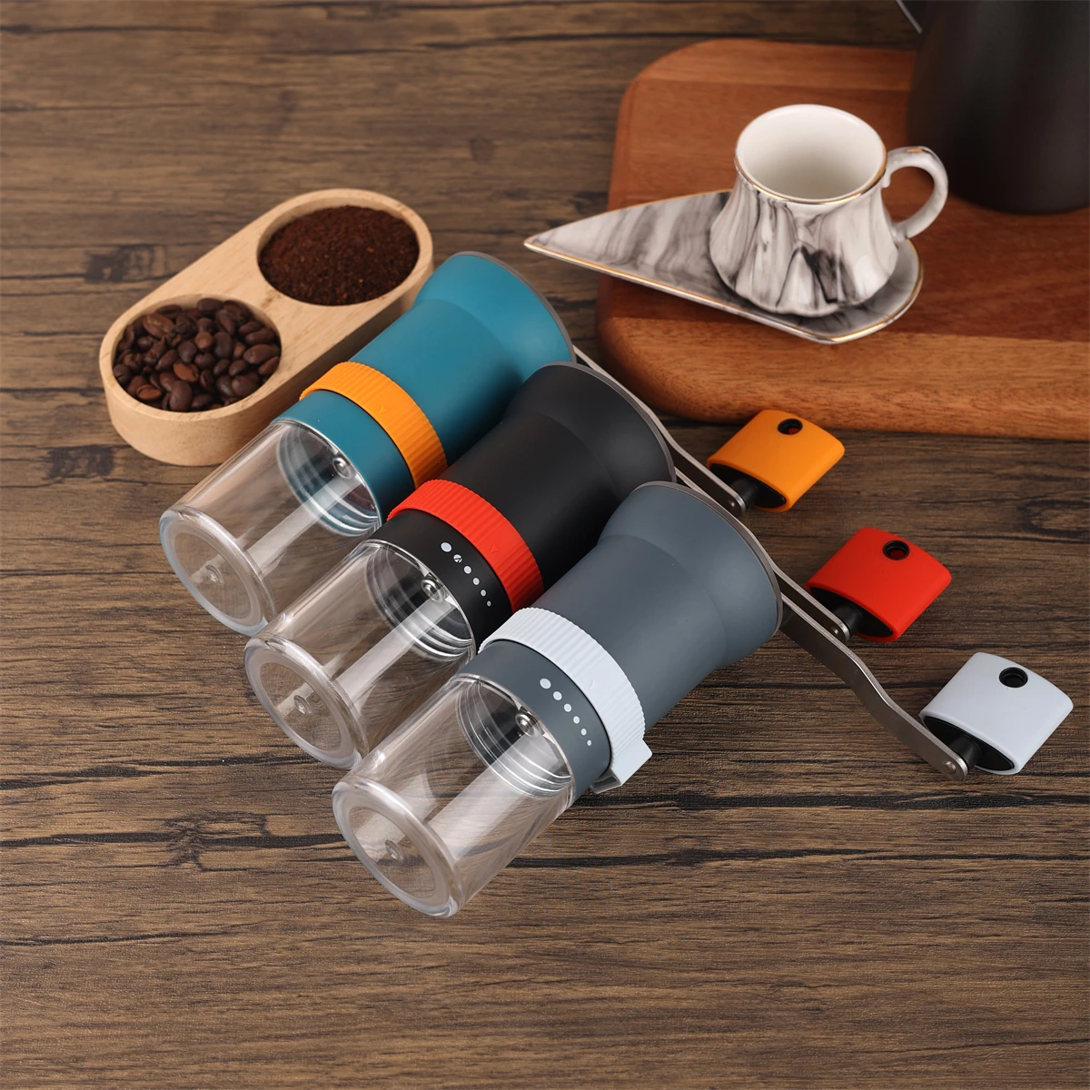 Цветная Бытовая портативная компактная кофемолка регулируемая Керамическая