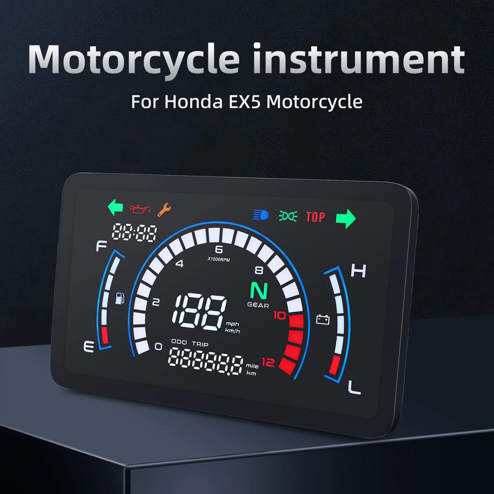 Цифровой спидометр для мотоцикла Вольтметр приборной панели Honda EX5 Dream/EX5 Ipowed