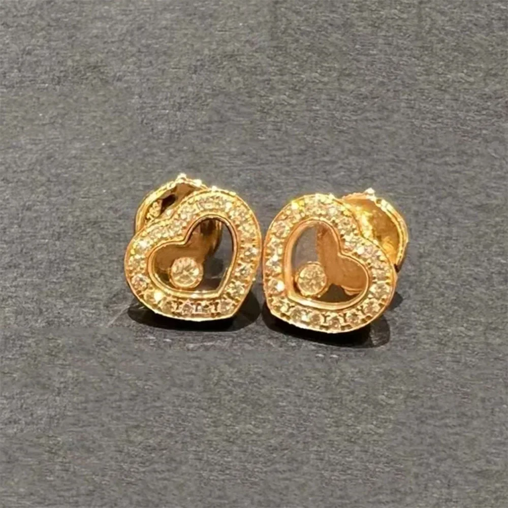 Элегантные популярные брендовые серьги-гвоздики с круглым сердечком для женщин