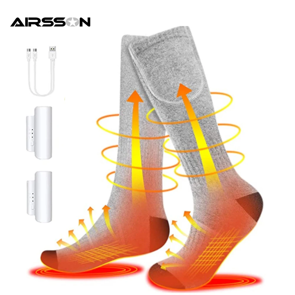 

Winter Heated Socks for Men Women Thermal Heating Socks USB Rechargable Battery Warmer Socks For Outdoor Cycling Ski Camping