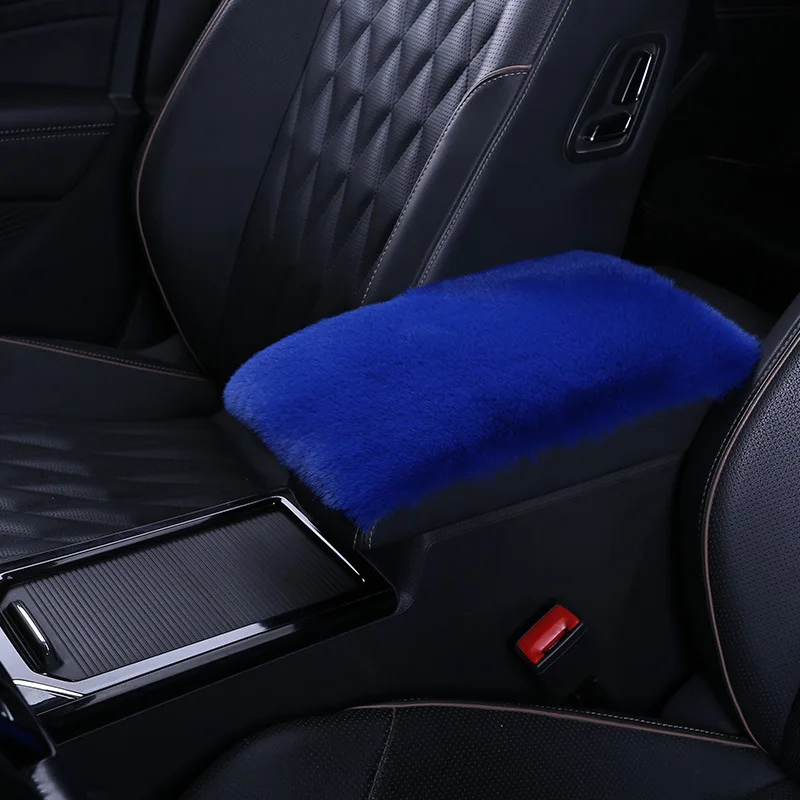 Soft Furry Plush Polyester Armrest Box Pad Cover Center Console Box Armrest Pad Cushion Universal Women Car Accessories images - 6