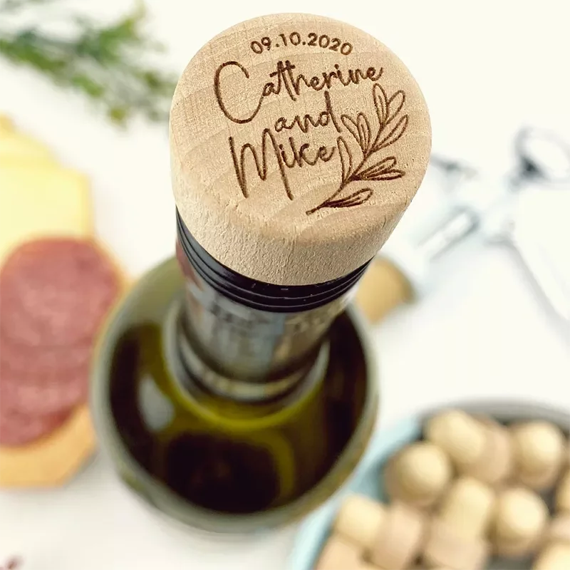 

50pcs Personalized Wine Stopper Wood 2.8X3X1.8CM Engraved Wedding Anniversary Gift Wine Bottle Stopper Party Logo Decor Favor