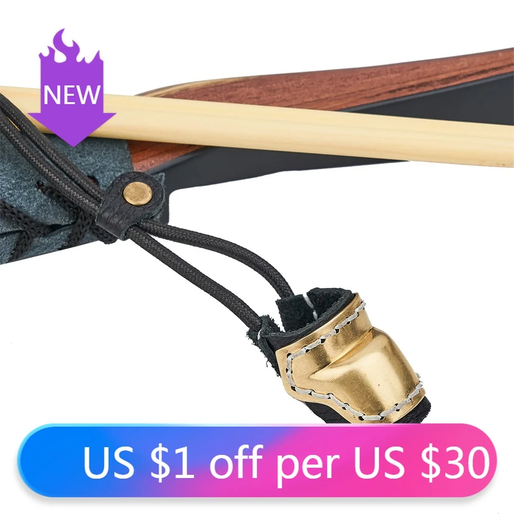

Huntingdoor 1pcs Archery Finger Guard Leather Brass Wrench Finger Anti-Take Off For Outdoor Shooting Hunting Accessories