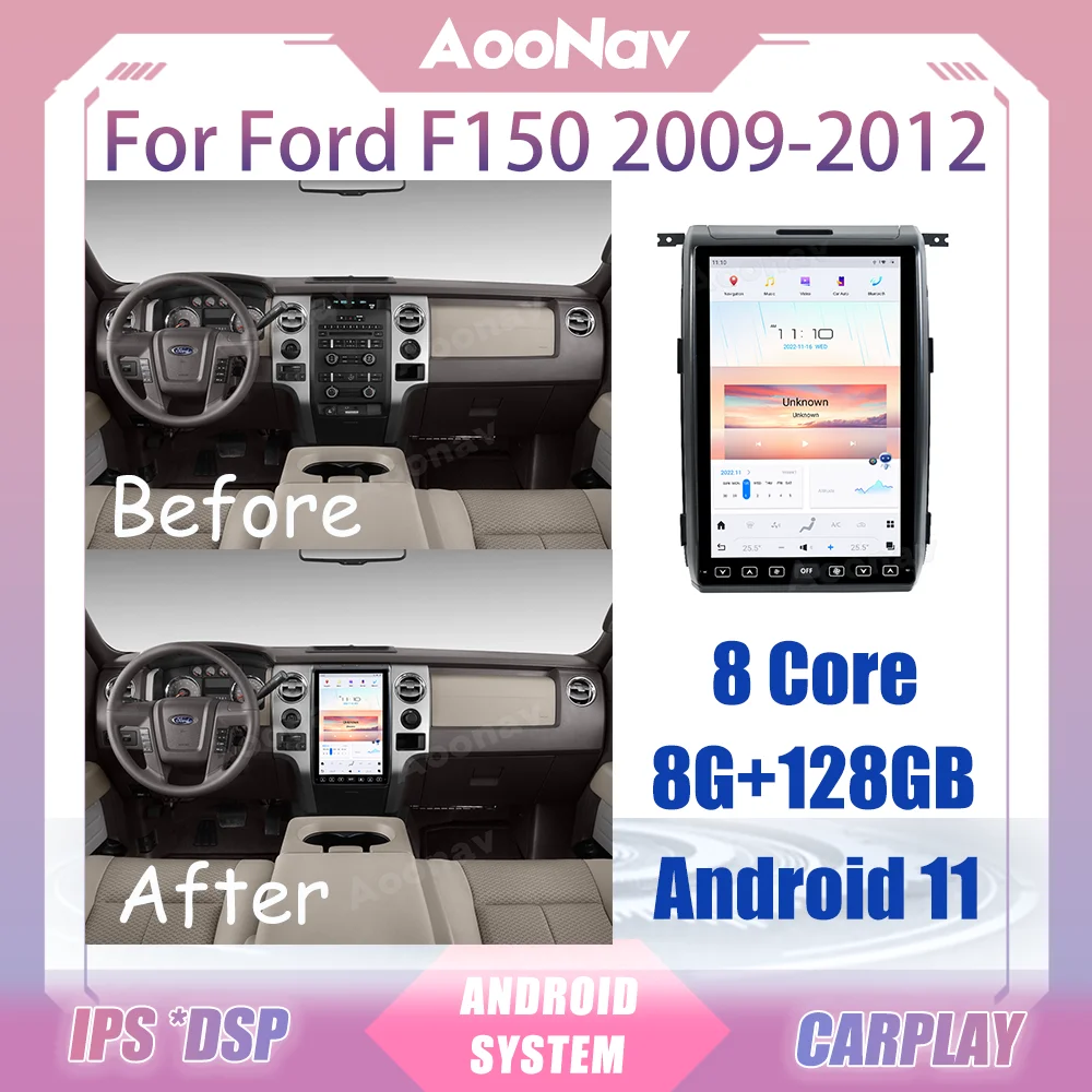 

Автомобильный радиоприемник 14,4 дюймов Android 11 для Ford F150 2009-2012 8 + 128 ГБ GPS-навигация мультимедийный видеоплеер беспроводной Carplay