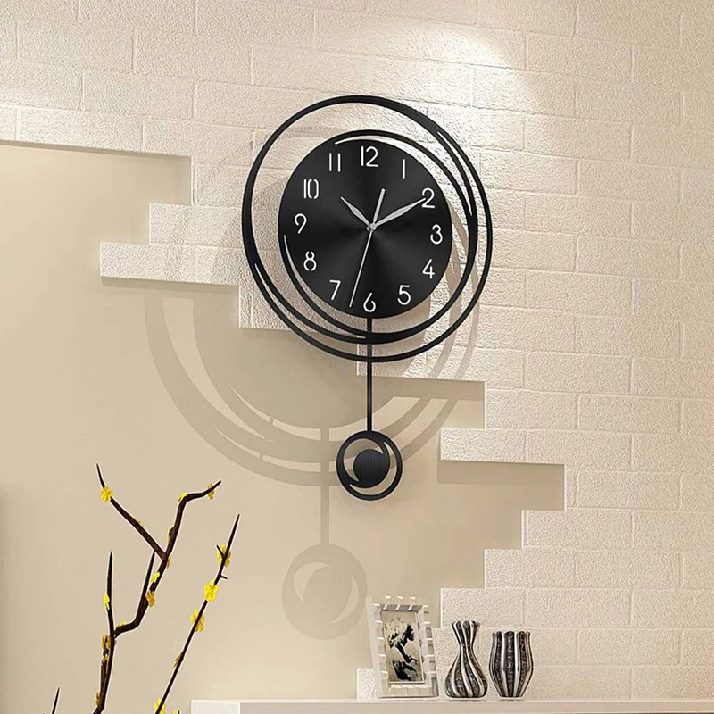 

Silent Pendulum Wall Clock Modern Living Room Design Luxury Nordic Wall Clock Kitchen Hands Duvar Saati Minimalist Decor WK50WC