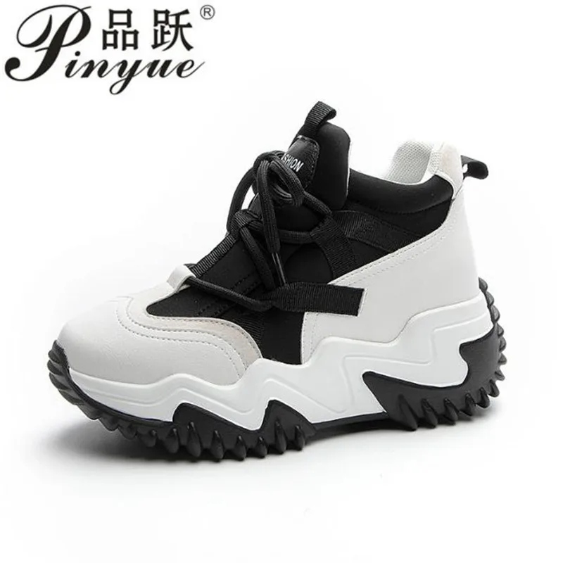 

6.5cm Genuine Leather Synthetic Platform Wedge Sneakers Chunky Hidden Heel Women Casual Females Autumn summer Women Shoes