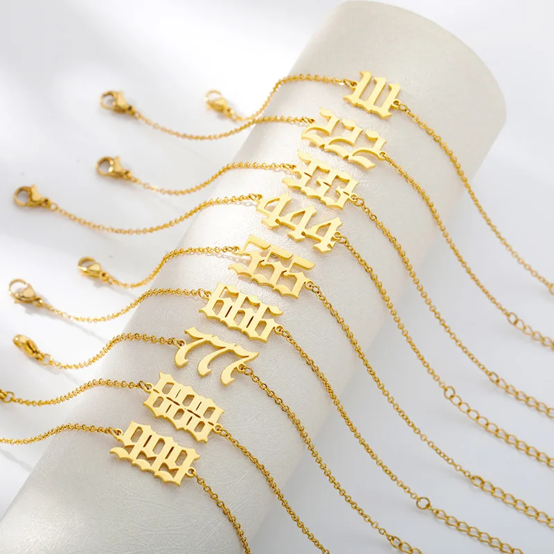 

HUHUI Custom Lucky Number Anklets Personality Angel Year Foot Chain Stainless Steel Jewelry For Women Holiday Gift 2022 New