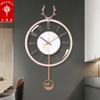 polaris light luxury living room silent wall clock nordic deer head creative clock fashion swing net red household quartz clock