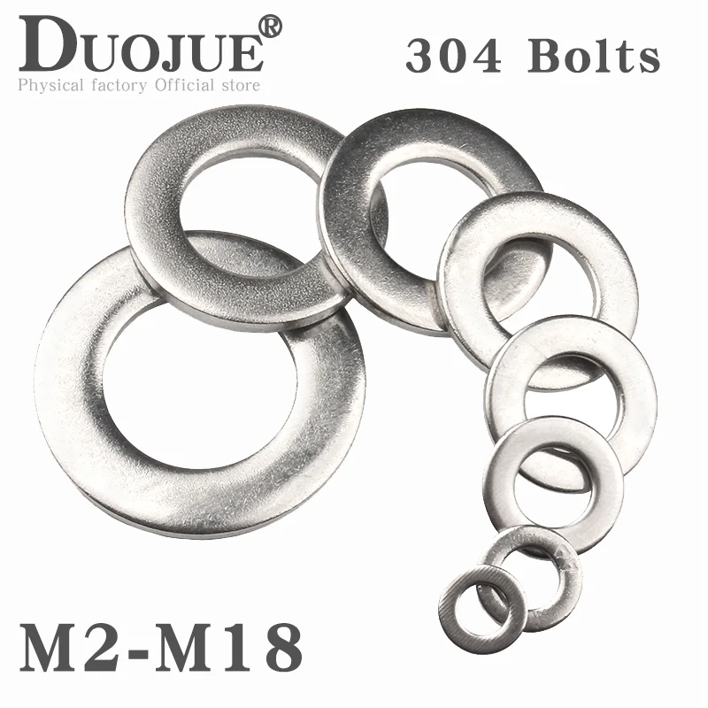 

Flat Washer M2 M2.5 M3 M4 M5 M6 M8 M10 M12 M14 M16 304 Stainless Steel Meson Washers Plain Washer Gaskets Spacer Shim