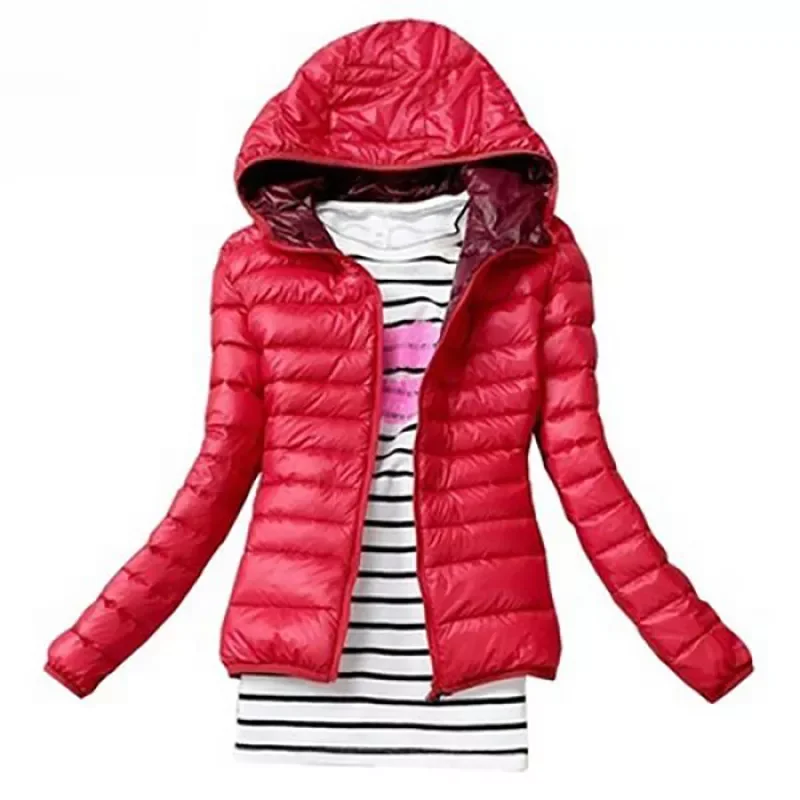 New2022 Autumn Warm Jacket Hooded Coats Women's Slim Cotton Padded Lining Zipper Top with Pockets Female Parka Coat XS-XL