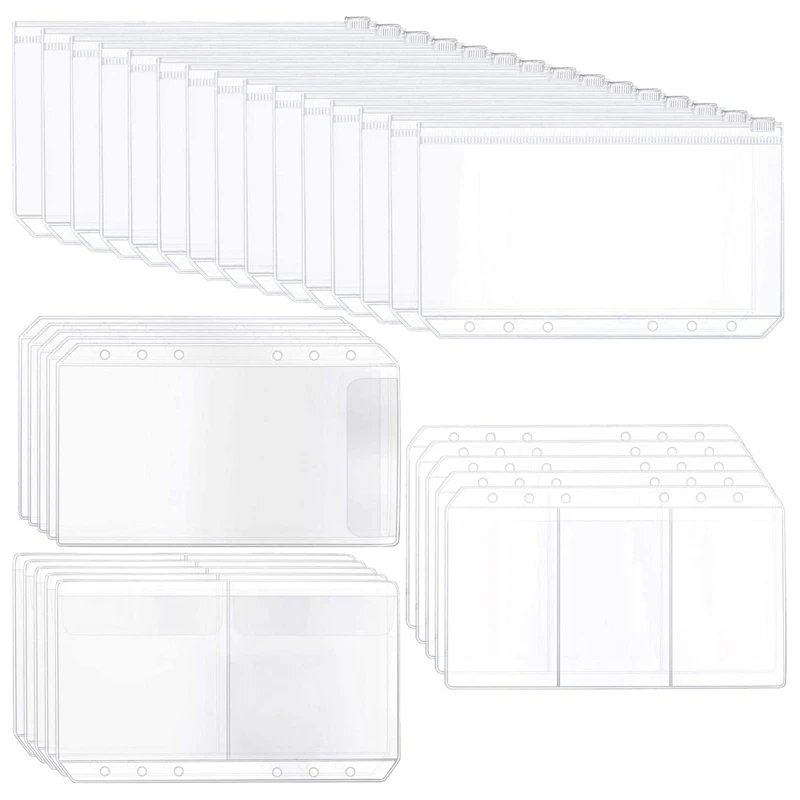 

A6 Size Loose Leaf Bag Pockets Binder Zipper Folders Notebook Refills Filler Organizer Waterproof PVC Pouch Business Bag