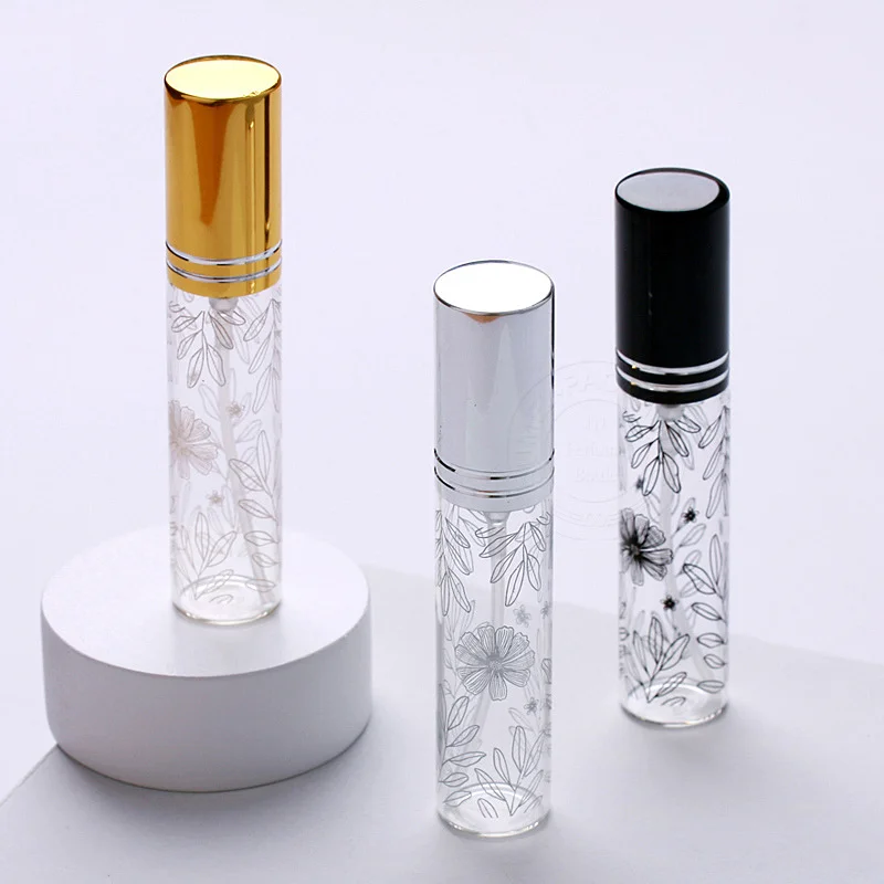 

10 ML Portable Pattern Glass Perfume Bottle With Atomizer Empty Spray Cosmetic Liquid Mini Refillable Bottles Travel Parfum Case