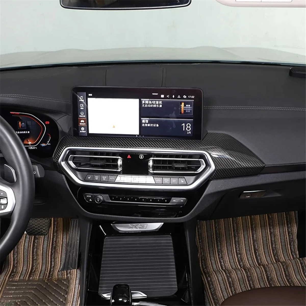 Для BMW X3 X4 G01 G02 2022-2023 LHD Real Dry Carbon Fiber центральное управление вентиляционное