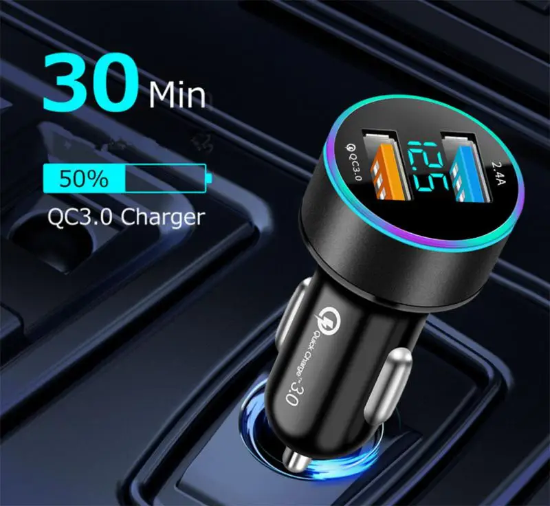 

Автомобильное зарядное устройство с двумя USB-портами, 12-24 В
