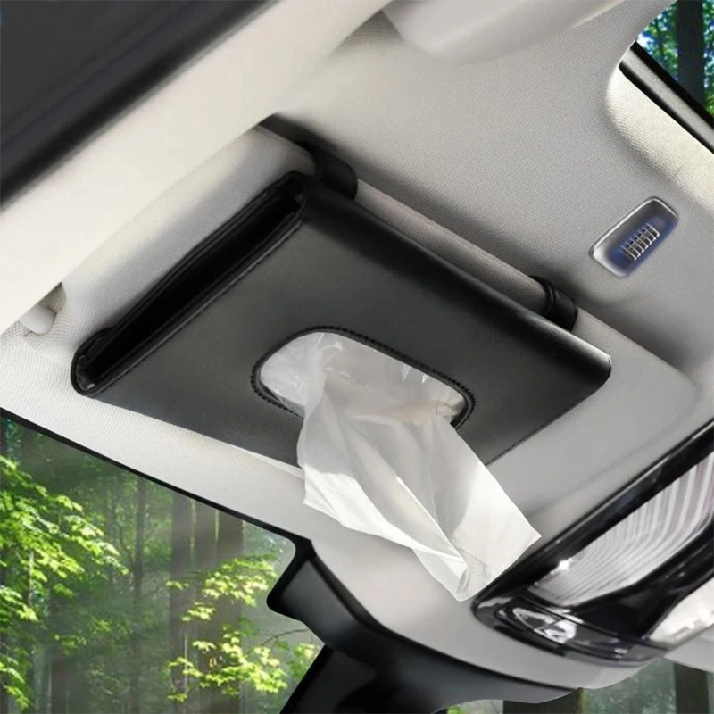 

Hanging Leather Tissue Box Sun Visor Face Mask Holders Waterproof Tissue Bag Excellent Gift for Friends Family