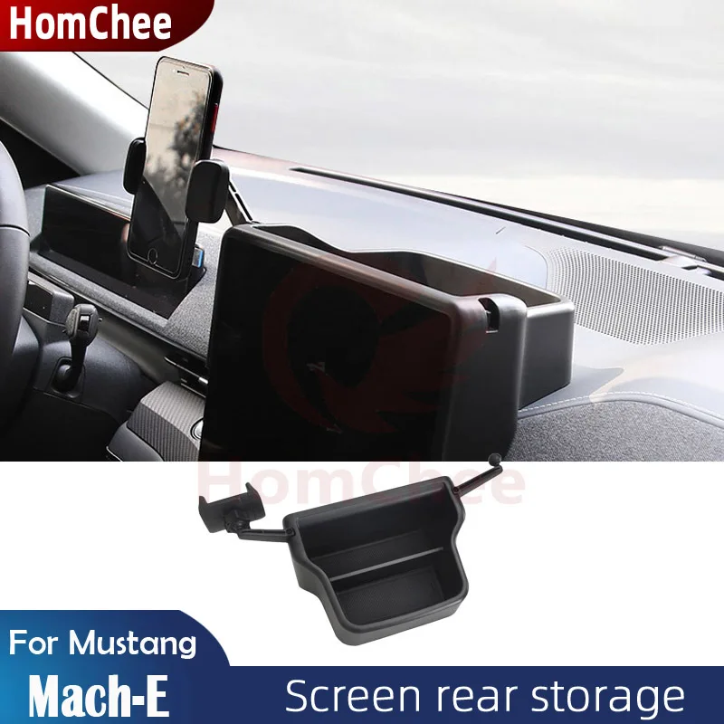 

Homchee for Ford Mustang Mach-E Rear Screen Storage Tray with Phone Holder Tissue Box Mach E Accessories 2021 2022