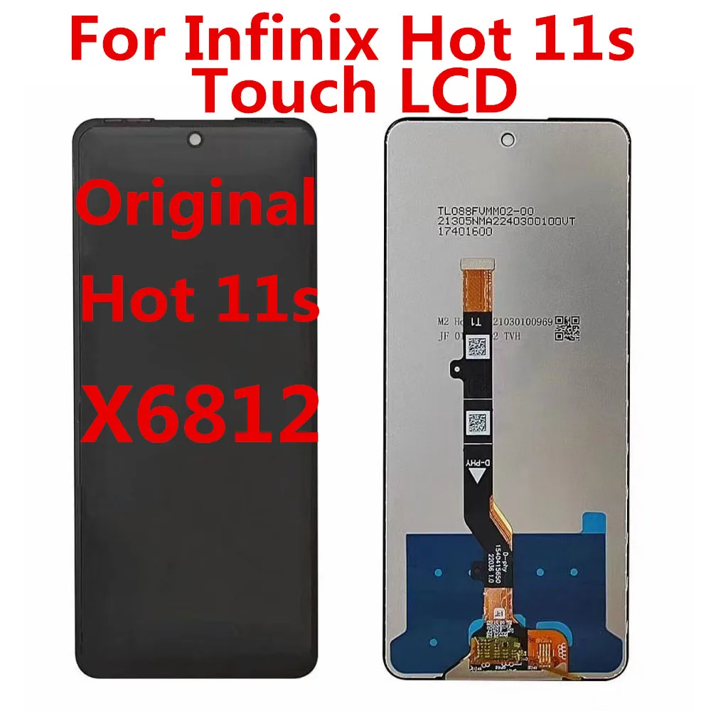 

6,78 "оригинальный новый для Infinix Hot 11S X6812 ЖК-дисплей кодирующий преобразователь сенсорного экрана в сборе X6812B ЖК Ремонт Запасные части