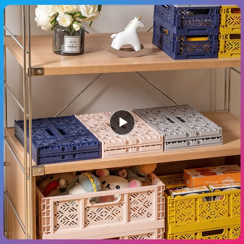 

Crate Collapsible Storage Box Plastic Folding Basket Home Office Storage Supplies Cosmetic Container Box Desktop Organizer Boxes