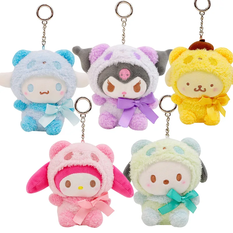 

10 см Kawaii Kuromi My Melody Cinnamoroll PC Собака Kitty серия Аниме Мягкие животные плюшевый кулон брелок плюшевые игрушки