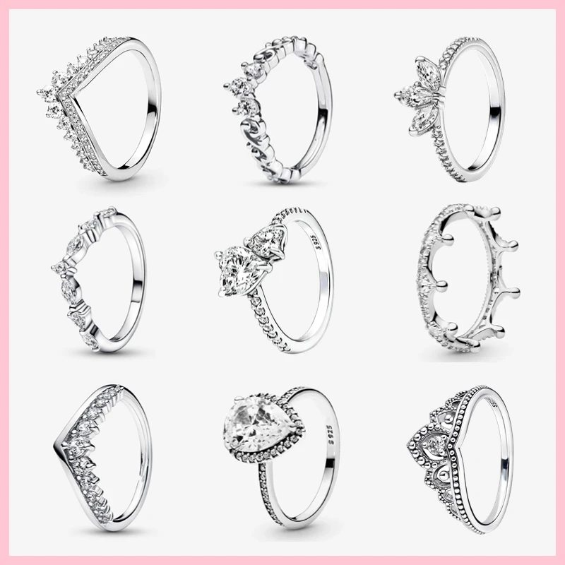 

Sparkling Queen Crown Stacking Ring Set Princess Tiara Crown Ring