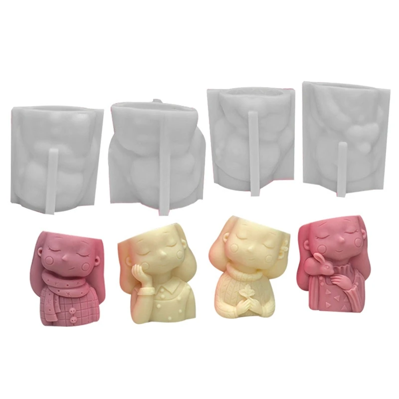 

Scarf Girl Flower Pot Silicone Resin Mold Epoxy Resin Casting Mold Succulent Vase Cement Mold Candle Holder Wax Mold