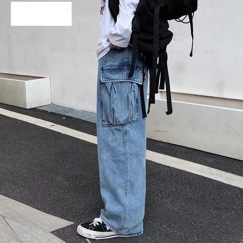 Wide Leg Denim Jeans Men's Autumn Daddy Trend Student Loose Straight-leg Baggy Pants Japanese Loose Hip Hop 2022 New
