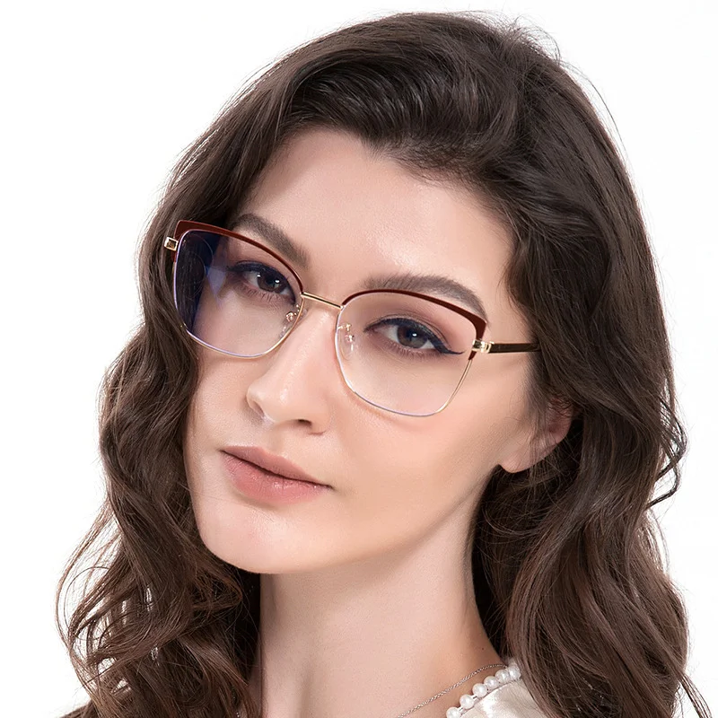 

Luxury Anti Blue Light Block Glasses Female Cat Eye Women Frame Ladies Clear Lens Cateye Eyepiece Shades Eyewear