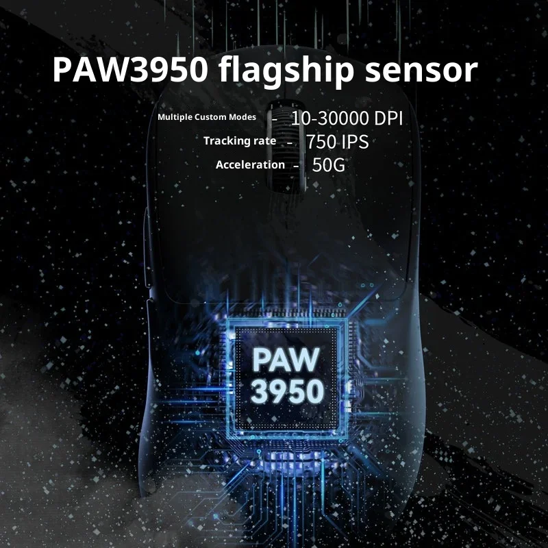 Фото ZORNHER Ergoflux9, трехрежимная беспроводная мышь PAW3950, двойной 8 кГц, эргономичная игровая мышь FPS, 57 г, легкий подарочный ПК №3