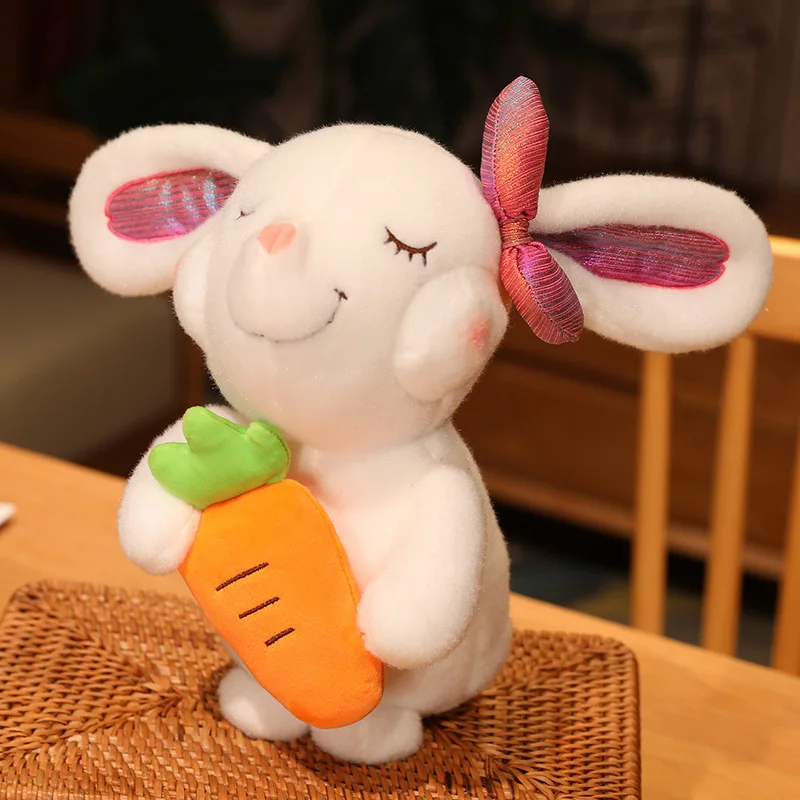 24/28cm Kawaii Plush Animals Angel Rabbit Holding Carrots Dolls Super Soft Bunny Toys Children Girls Appease Doll For Kids Gift