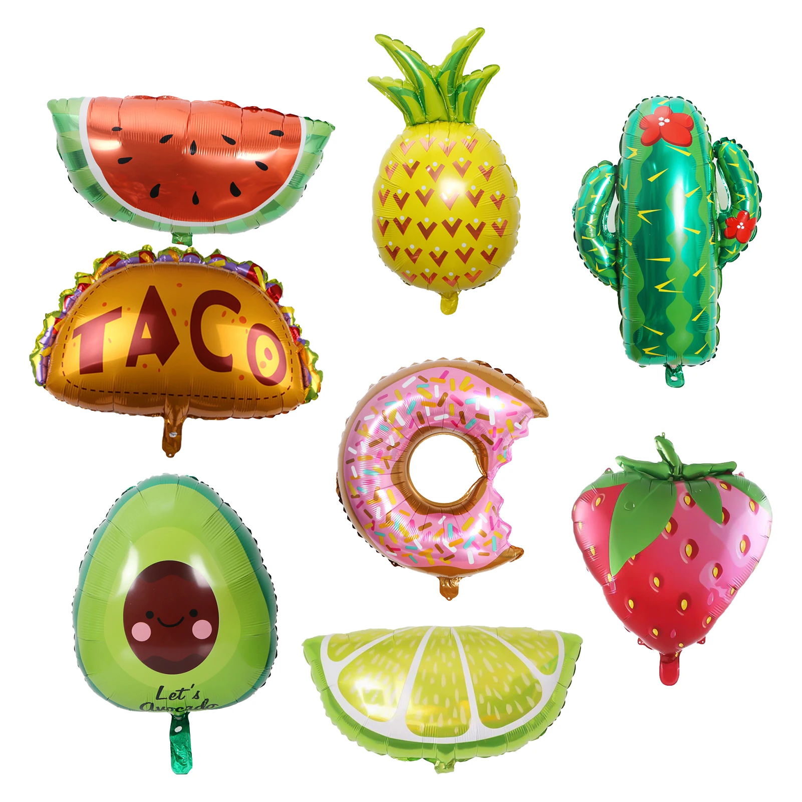 

8pcs Watermelon Strawberry Lemon Funny Baby Shower Gift Reusable Party Decorations Cartoon Fruits Durable Colorful Foil Balloons