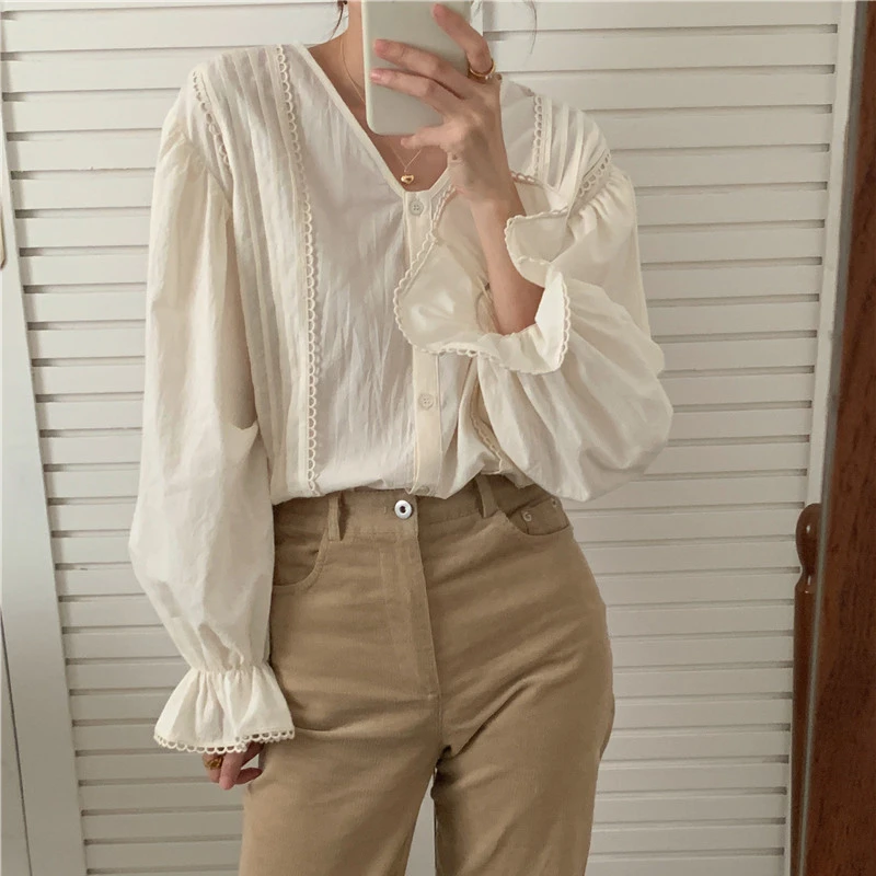 

Винтажная рубашка в французском стиле, модные блузки, женские офисные рубашки, элегантные весенне-летние блузки, женские шикарные дикие Топы