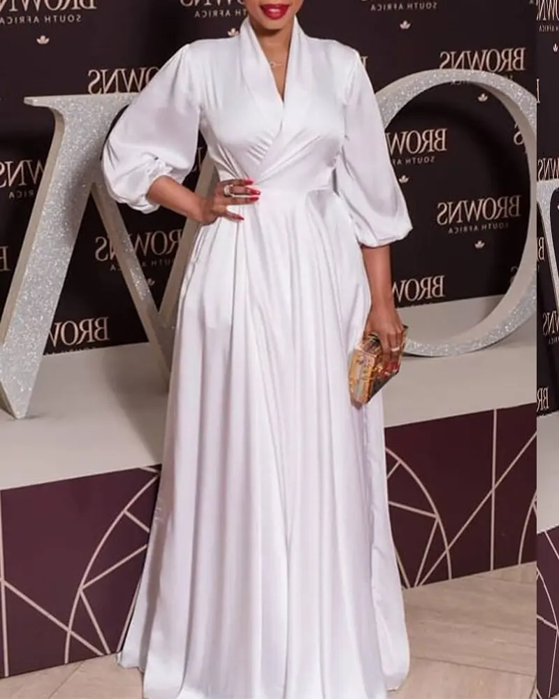 

Women Elegant Sexy V Neck Evening Party Maxi Dresses Summer Sundress VONDA Casual Vestidos Robe Femme Wholesale Dropshipping
