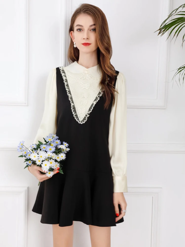 

Женское платье с отложным воротником Svoryxiu, винтажное мини-платье с рукавами-фонариками и оборкой, весна 2019