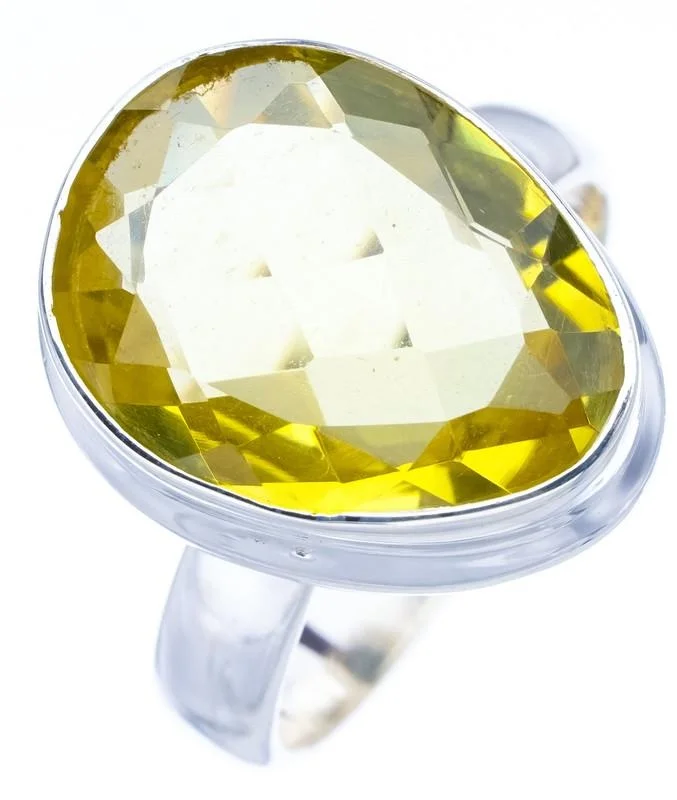 

StarGems натуральный зеленый Аметист ручной работы 925 пробы Серебряное кольцо 7 F0364