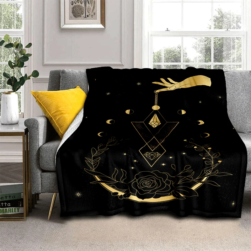 

Magic Astrology Esoteric Gold Manta Sofa Bed Cover Soft Blanket Plaid Warm Flannel Scale of Justice Throw Blankets Fans Gift
