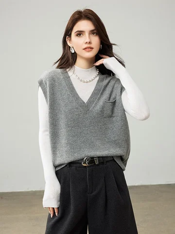 SuyaDream Женские жилеты из мериносовой шерсти оливкового цвета