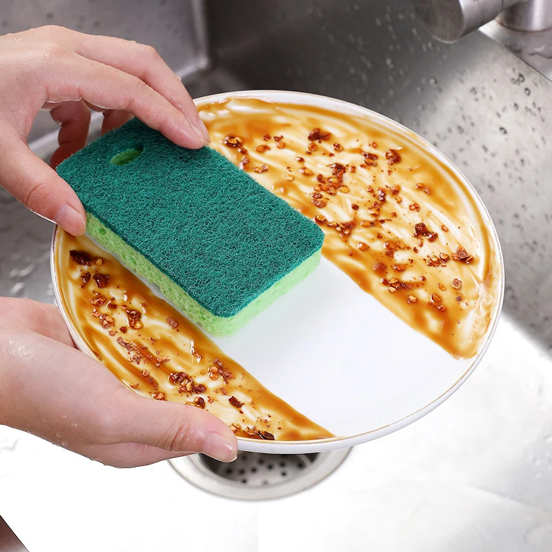 

3pcs Dishwashing Sponge Double-sided Wood Pulp Cotton Sponges Scouring Pad Wiping Rags Kitchen Item Dish Cleaning Cloth