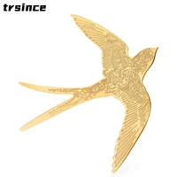 stainless steel drawing swallow brooch pins quality simple brooches chest ornament for women jewelry gift