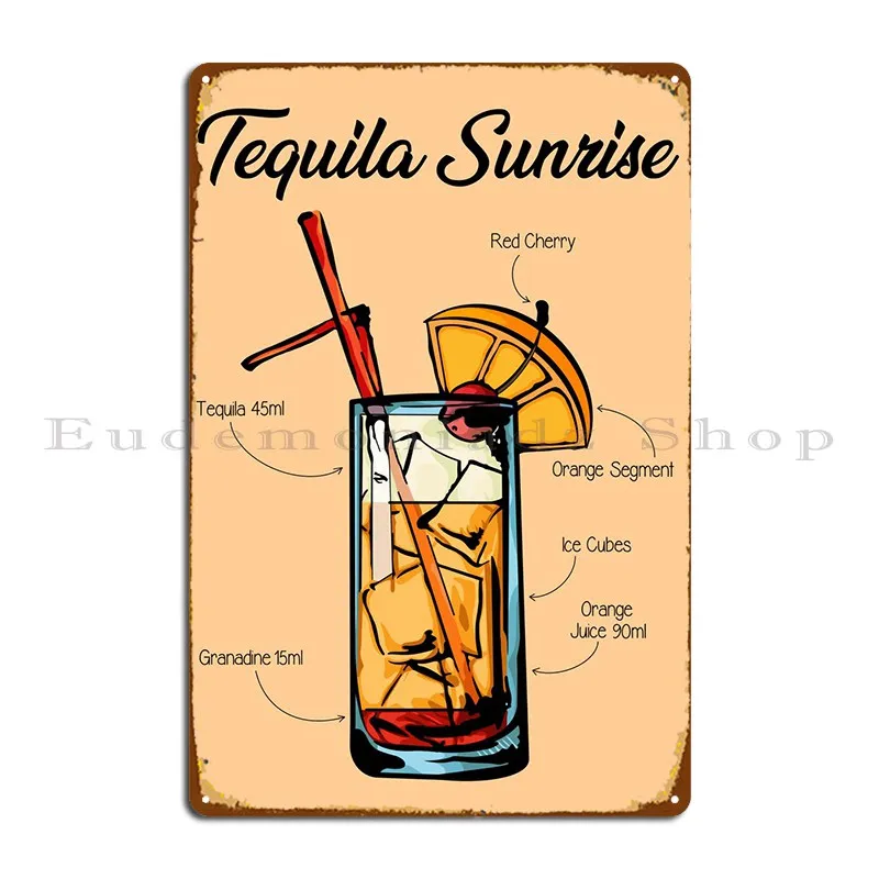Коктейльные металлические знаки teквилла Sunrise, дизайнерская фреска, дизайнерский фотографический плакат