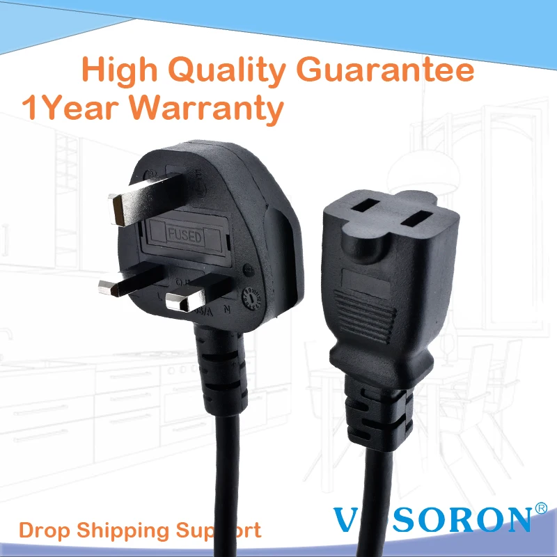 Сетевой кабель BS1363 с 3-контактным штекером и гнездовым адаптером для США, штекер Сингапура Гонконга в США Nema 1-15R, шнур адаптера питания