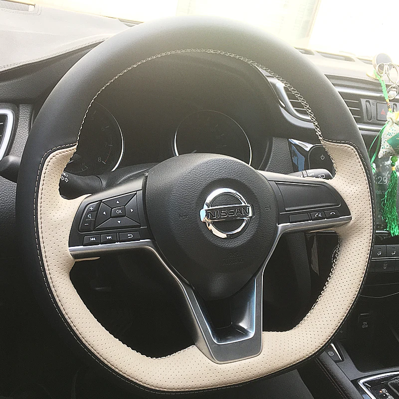 

DIY Hand-Stitched Leather Car Steering Wheel Cover for Nissan Teana X-Trail Qashqai Kicks Bluebird Sylphy Tiida SUNNY Murano